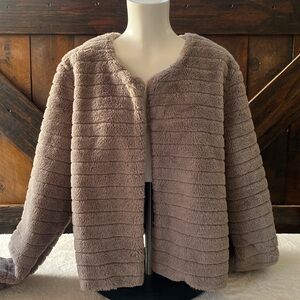 Kaii Jacket Plush Faux Fur Gray Size XL open
